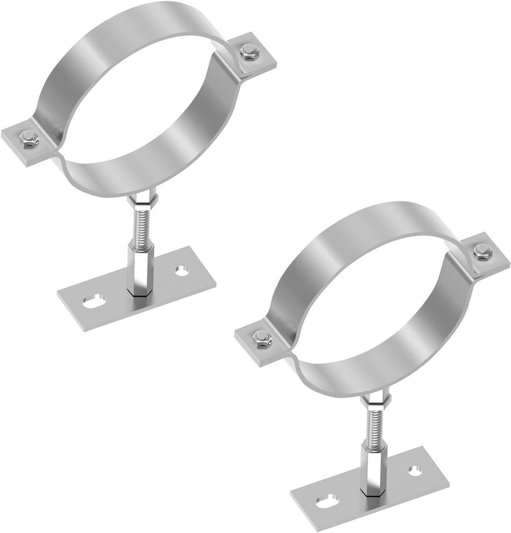 2 PCS 4 Inch Heavy Duty Adjustable Pipe Bracket, Galvanized Steel plit Ring Pipe Hanger, Pipe Bracket Clamp, Vent Pipe Wall Strap with Mounting Screws (4 Inch)