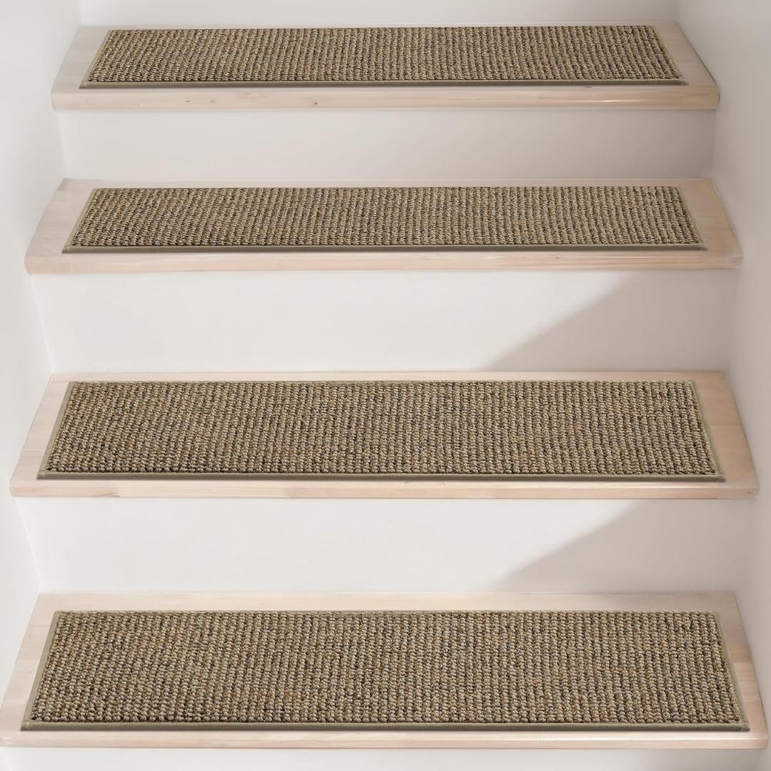 BEQHAUSE Stair Treads for Wooden Steps 28inX9in, Carpet Stair Treads Non Slip Indoor, Machine Washable Stair Runners for Kids Elders and Pets, Carpet for Stair Rugs Mat, TPE Backing, 15pcs, Taupe