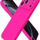 Oakxco for iPhone 17 Pro Case Silicone, Ultra Slim Thin Phone Case for Women Girls, Plain Solid Color Minimalist Aesthetic Cute Girly Design, Soft Rubber Gel TPU with Camera Cover, Neon Hot Pink