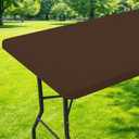 Moosfor Spandex 6 Foot Rectangle Table Cloth, Elastic Fitted Tablecloths for Picnic, Stretch Washable Patio Table Cover for Outdoor, Camping, Banquet and Parties (Coffee, 30"x72")