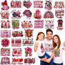 Estune 30 Pcs Valentines Day Iron on Transfers Valentines Heat Patches Vinyl Pink Valentines Day DTF Transfers Read to Press Iron on Decals for Clothes Bag Covers DIY Decoration(Western)