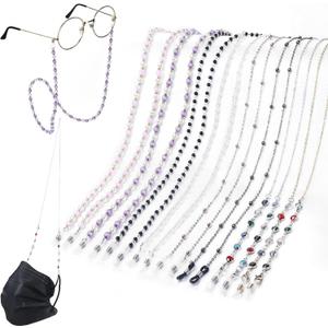 Frienda 8 Pcs Eyeglass Chains Beaded Glasses Chain for Women Stylish Elegant Sunglasses Strap Holder Around Neck (Cool Color)