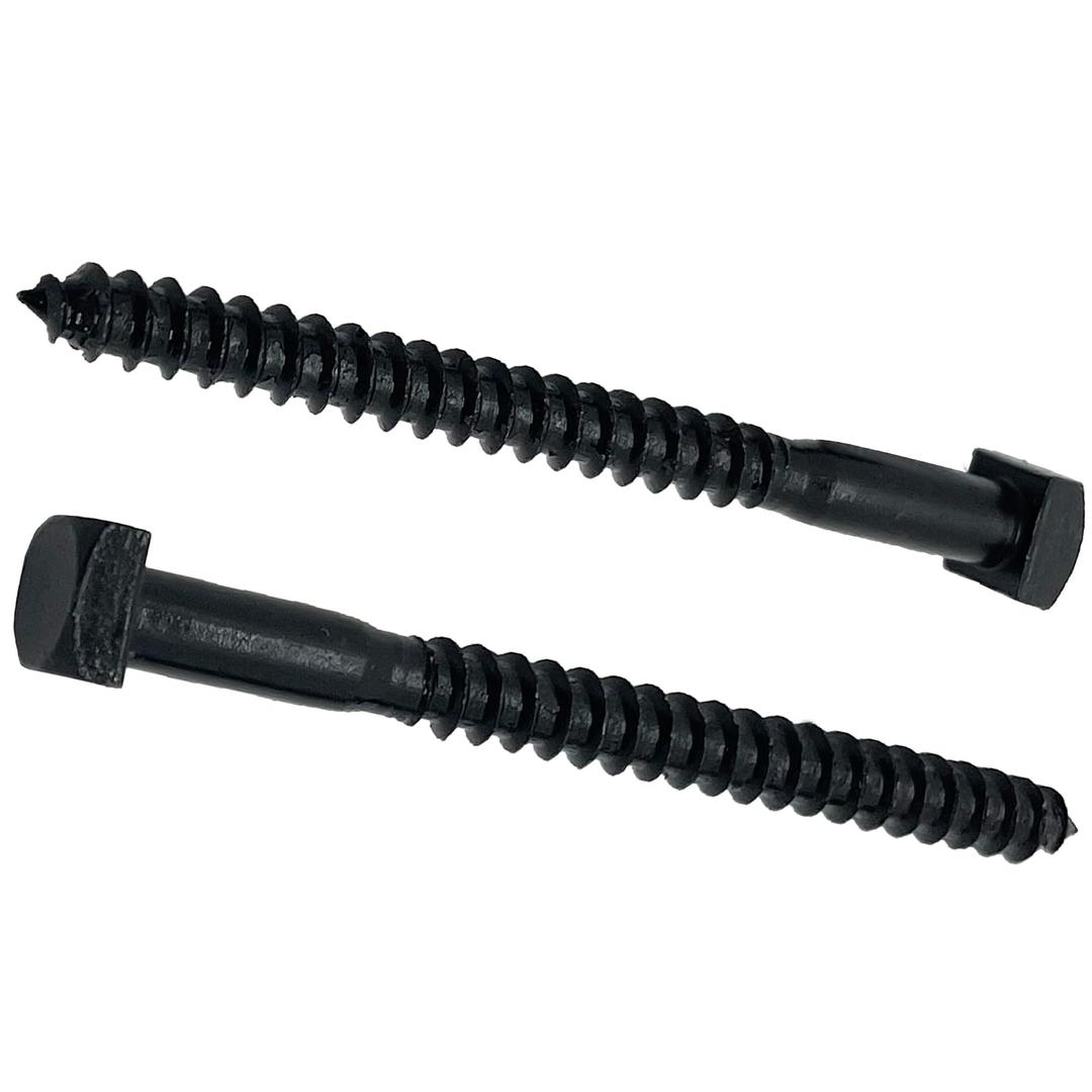 x 3 - Rustic Square Head Lag Wood Screws Decorative Antique Black Square Drive Lag Bolts Black Oxide Coating - in x 3 in - for Hinges, Cabinets & Doors (50, Screws)