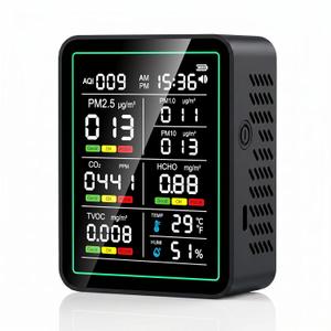 Air Quality Monitor Indoor, 10-in-1 Portable Smart Air Quality Tester for CO2 | TVOC | HCHO | AQI | PM2.5 | PM1.0 | PM10 | Temp | Humidity and Time for Home, Office, Cars, Hotel, School, Black