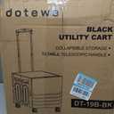 Folding Utility Cart Black Portable Rolling Crate Handcart Foldable Shopping Trolley Collapsible, with Lid, on Wheels, for Grocery, Garden, Office, Storage, Teacher, Tool (Black)
