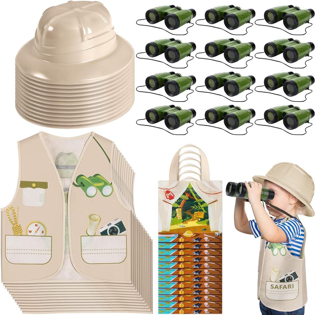 Haysandy 48 Pcs Kids Explorer Costume Set Include Plastic Explorer Safari Hats Jungle Party Vest Safari Tote Bag Adventure Binoculars for Kids Activities Jungle Zoo Birthday Party Supplies Favors Haysandy 48 Pcs Kids Explorer Costume Set Include Plastic Explorer Safari Hats Jungle Party Vest Safari Tote Bag Adventure Binoculars for Kids Activities Jungle Zoo Birthday Party Supplies Favors