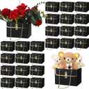 Lincia 24 Pcs Paper Flower Bags for Bouquets Wedding Flower Bouquets Boxes with Handle Chain Bags Rectangle Wrap Boxes for Women Mother's Day Wedding Lover Gift Decoration(Black)