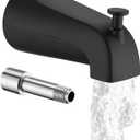 All Metal Bathtub Spout with Diverter, 5.3 Inch Tub Spout, Fits 1/2" Copper Slip-On and 1/2" or 3/4" IPS Threaded Pipes, Easy Lift to Switch, Leak-Free, Easy DIY Installation(Matte Black)