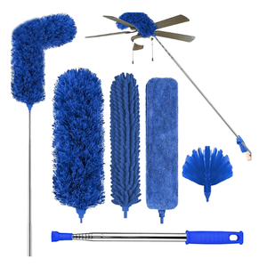Microfibre Duster for High Ceilings, Duster for Cleaning Fan Cobweb, 100" Telescopic Extension Pole Kit, Reusable Duster, Washable Lightweight Duster for Ceiling Fan Webs, Blinds