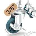 Caster Wheels 3 Inch, Set of 4, Threaded Stem (3/8"-16 UNC1.5"), 660LB Heavy Duty Bolt Castors for Metal Wire Shelves, Rack, Shelf, Shelving, for Saferacks High-Elasticity Rubber Wheels