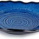 Ceramic Decorative Bowl - 12" Large Blue Pottery, Blue Decorative Bowl, Porcelain Centerpiece Tray, Key Bowl for Entryway Table, Living Room, Dining, Trinket Dish, Gift Decor Tray