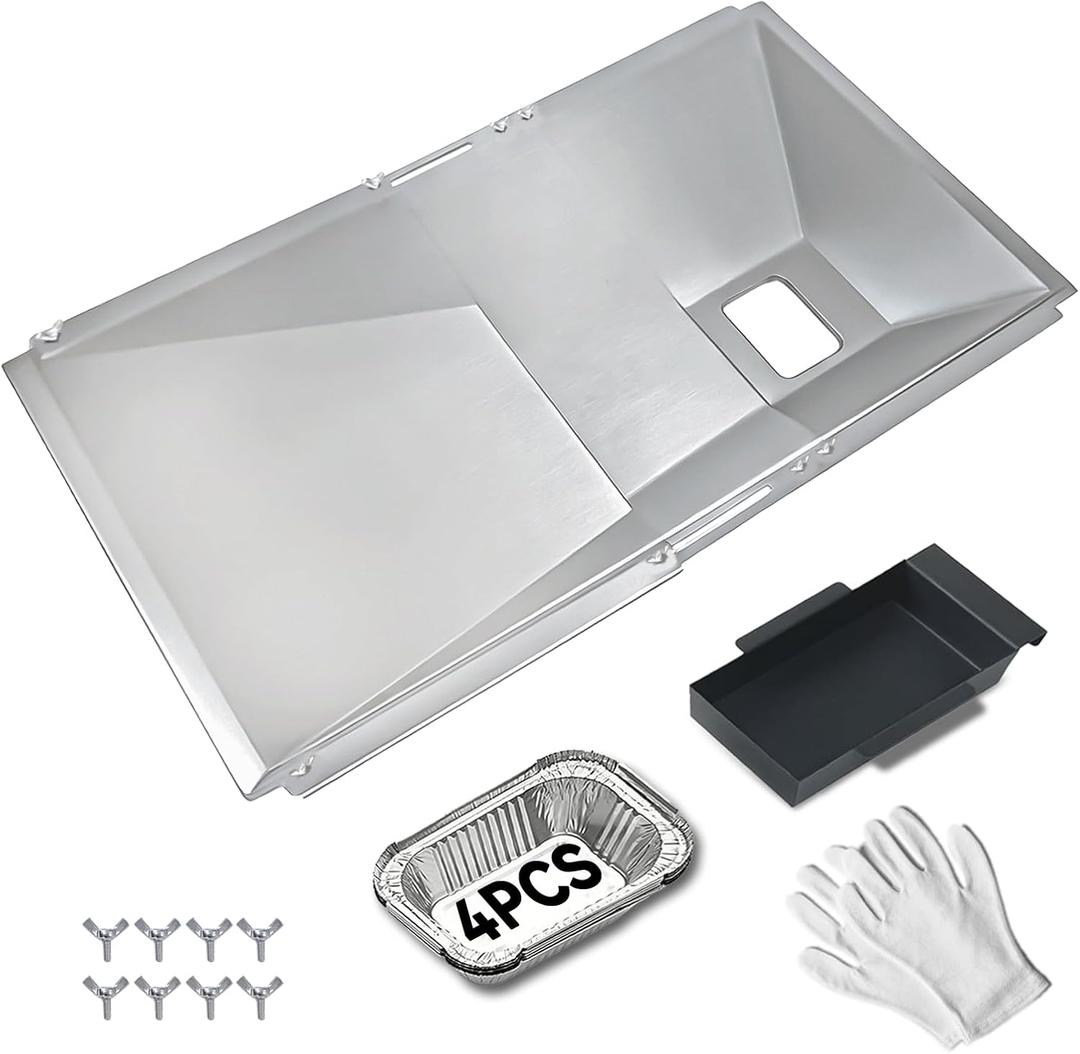 Universal Grease Tray with Catch Pan Replacement for Nexgrill 720-0830H 720-0888S 720-0888N, Adjustable Drip Pan for 3/4/5/6 Burner, BBQ Grill Pan for Charbroil, Dyna Glo, Expert, BHG,Expert Gas Grill