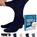 Doctor's Select Diabetic Socks for Men - 4 Pairs Crew Diabetic Neuropathy Socks for Men | Diabetic Socks for Men 9-12 (Medium, Crew Height - Black, Grey, Beige, Navy)