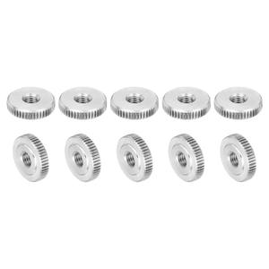 uxcell 10Pcs M5 Knurled Thumb Nuts, 304 Stainless Steel Round Knurled Flat Head Through Hole Handle Nut, Lock Adjusting Nuts, Thin Type, Silver