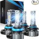 Marsauto M1S 9005/HB3 H11/H9/H8 Bulbs Combo, 900% 60000LM Brighter 9005 H11 Lights, 6000K Cool White HB3 H8 Bulbs fog, 3-Mins Plug and Play, IP68, Pack of 4