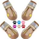 QUMY Dog Shoes for Large Dogs, Medium Dog Boots & Paw Protectors for Winter Snowy Day, Summer Hot Pavement, Waterproof in Rainy Weather, Outdoor Walking, Indoor Hardfloors Anti Slip Sole Khaki Size: 5