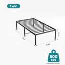 Sweetcrispy Twin Size 18 Inch Platform Bed Frame, Heavy Duty Metal Foundation Frame, Noise-Free Sturdy Steel Slats, Underbed Storage, No Box Spring Needed, Quick Setup