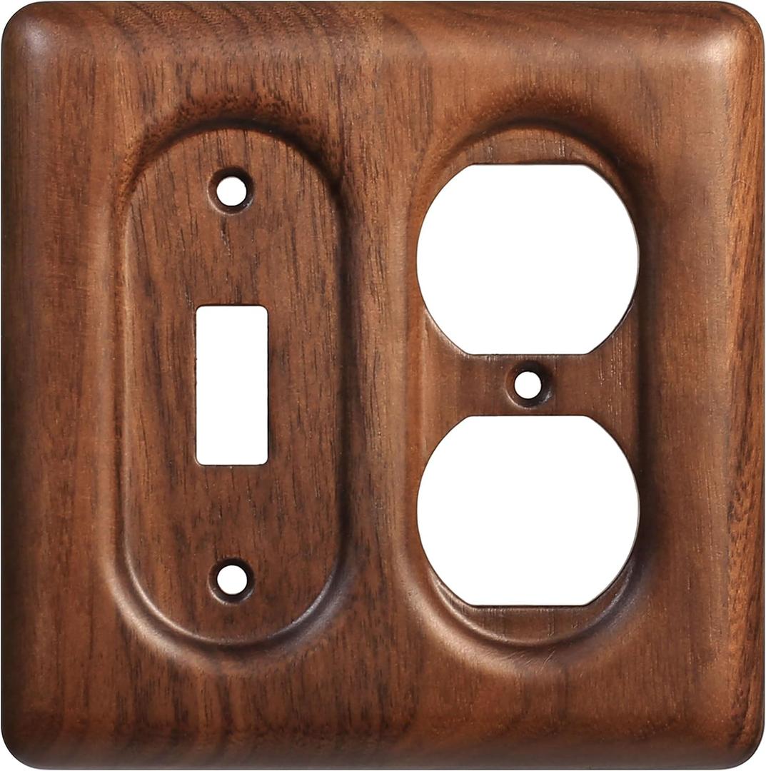 Decorative Outlet and Light Switch Covers Solid North American Walnut Plug Plate and Single Toggle Wall Plates for Rustic Contemporary Interiors
