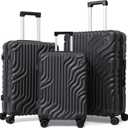 Eeeza Luggage Sets Hardshell Suitcase with Wheels (Black,20"/24"/28"), 3-Piece Set（20in/24in/28in）