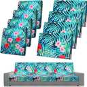 Spiareal 8 Pcs Waterproof Patio Stretch Sofa Cushion Cover, Outdoor Cushion Cover Replacement Include 4 Backrests and 4 Cushions, Sofa Seat Covers Furniture Protector (Tropical Plants)