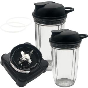 Replacement extractor blade with 18oz 24oz cup and spout lid for Ninja Professional 72oz Countertop Blender Ninja Professional 1000W Blender BL610 30/BL610 BRN 30/BL611C/CO610B/CO650B