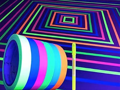 GreyParrot Tape UV Tape Blacklight Reactive, (6 Pack), (6 Colors), 1/2inx16.5ft Per Roll, Fluorescent Cloth Tape, Glow in The Dark Tape Under UV Black Light 