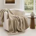 EVERGRACEHOME Chunky Chenille Knit Throw Blanket for Couch, Soft Luxurious Moss Stitch Blankets for Bed, Cozy Decorative Farmhouse Knitted Throws for Sofa, Sand Dune, 50" x 60"