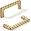khtumeware 2 Pack Brushed Brass Cabinet Pulls 3-3/4 Inch(96mm) Hole Centers Satin Gold Cabinet Pulls Kitchen Cabinet Hardware for Cupboard Drawer Handles Dresser Pulls