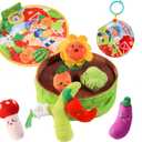 Baby Toys 6-12 Months, My First Vegetable Garden Plush Set Montessori Toys for 6 Month Old with Rattles Mirror Squeaker Crinkle Book, Baby Boy Girl Gifts Christmas Stocking Stuffers