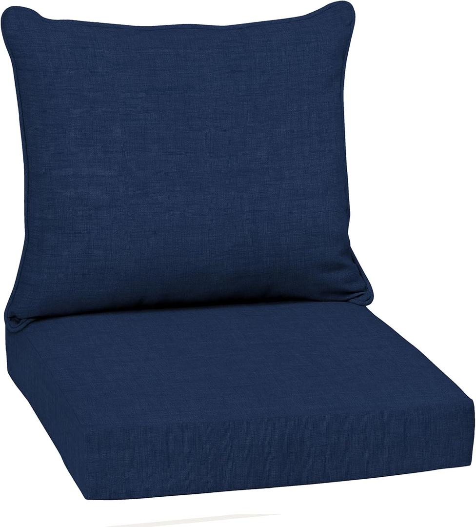 Arden Outdoor Deep Seat Cushion Set, 22 in x 24 in, Weather-Proof, Rain-Proof, Fade Resistant Patio Cushion Sapphire Blue Leala (22" x 24")