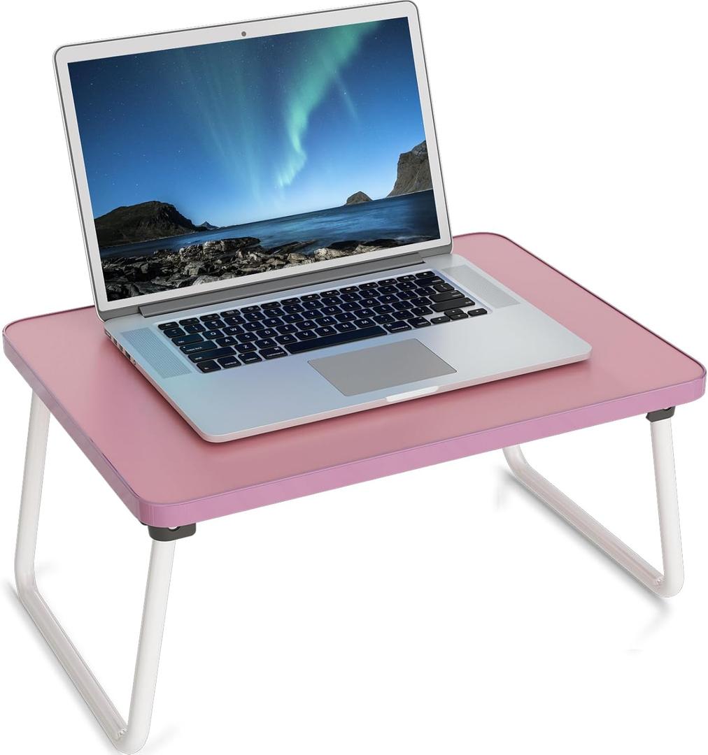 Lap Desks Laptop Tray for Bed or Couch,Portable Breakfast Serving Tray with Folding Legs,Foldable & Lightweight Mini Table, Laptop Stand for Working, Reading and Writing,Pink