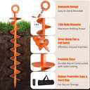 Phopich Ground Anchor Screw in, 4 Pack Spiral Trampoline Anchors with Nut and Tool Swing Set Anchors Tent Stakes High Wind Heavy Duty for Sheds, Carports, Mobile Home Orange