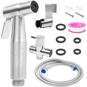 Handheld Bidet Sprayer for Toilet, Adjustable Water Pressure with Hose for Feminine Wash, Stainless Steel Toilet Bidet for Baby Diaper Sprayer (Silver)