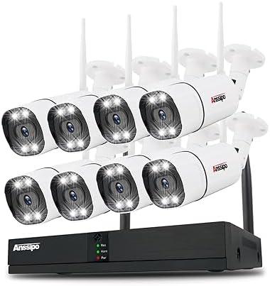8 Channel Security Camera System Wireless with Two-Way Audio/AI Face/Motion Detection/Color Night Vision, 8X 3MP WiFi Surveillance Cameras Indoor Outdoor, H.265+ 8CH WiFi NVR, NO Hard Drive