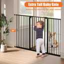 keny 36" Extra Tall Baby Gate for Stairs, 29"-55" Wide Auto Close Dog Gate for Doorways, Pressure Mounted Easy Walk Through Pet Gate with Door, Black