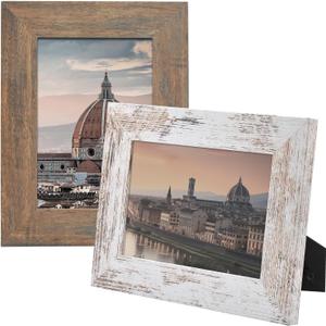 Golden State Art, 5x7 Picture Frame - Country Wood Grain Style - Tabletop Display, Back Hangers for Wall Display - Great for Photos, Gift, Pictures, Wedding, Portraits (2 Pack, Mix)