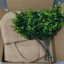 Dahey 2 Pack Wall Hanging Rope Basket with Artificial Eucalyptus Farmhouse Decor, Jute Woven Storage Organizer Flower Plants Basket Set Rustic Wall Decor for Porch Living Room Bedroom Entryway,Brown
