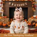 5 x Thanksgiving 4.5" Baby Girl Bows 3 Pack Soft Headband High Stretchy Hairbows Newborn Toddler (Beige&Turkey&Maple Leaf)