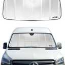 Windshield Sun Shade for Mercedez-Benz Sprinter 2007-2024. Reflective Aluminum Film Front Window Sunshade - BLAZBLOCK (Shiny Silver (Classic))