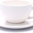 Latte Art Ceramic Cup and Saucer Cappuccino Fine Porcelain, Mate for Coffee Shop and Barista (Glossy White, 10.5 oz)