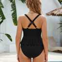 Edelqual Womens Swimsuits Tankini Two Piece Bathing Suits Tummy Control High Waisted Bikini Set 2025 Ruffled Swimwear (Black, L)