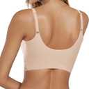 Lace Bralettes for Women Comfortable Slik Padded Seamless Wireless Bras (Beige, L)