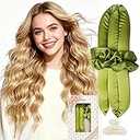Wicked Comfy and Heatless Curls Overnight for Long Hair, Heatless Hair curler for Women and Girls, No Heat Curling Rods with Satin Scrunchies and Clip, Green