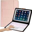 TouchPad Keyboard case for 9",9.7",10.1",10.2",10.5",10.9",11",Tablets,2-in-1 Bluetooth Wireless Keyboard with Touchpad,7 Colors Backlit & Leather Folio Cover(Rose Gold)