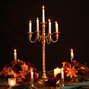 Wedding Candelabra - 2Pcs Gold 5 Arm Spiral Candelabra, 28" Metal Candle Holder, Antique Candle Opera Centerpieces for Party, Events, Living Room, Home Decor