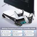 Tokluck PS5 Slim/Pro Horizontal Stand, PS5 Cooling Station with Dual Controller Charger for Disc & Digital Versions, 3-Level Cooling Fan - Black (NOT Fit 2020 PS 5 Regular Version)