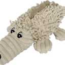 Pet Lou Durable Natural Nubby Plush Dog Toys with Squeaker and Crinkle Paper in Multi-Size (Natural Crocodile, 13 Inch)