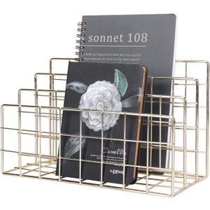 Simmer Stone Desktop Letter Sorter, Organizer for Mails Books Files Brochures Postcards Makeups, 3 Slot, Gold