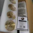 4 Pack 2 Liter/68 oz Square Glass Pitcher with Lid, Classic Stripes Water Pitchers with Handle for Fridge, Large Jug for Iced Tea, Coffee, Borosilicate Glass Carafe for Hot/Cold Brew Drink, Gold