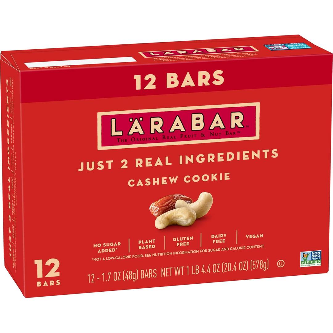 Larabar Cashew Cookie, Fruit and Nut Bars, Gluten Free and Vegan, 20.4 oz, 12 Ct (EXP 05/17/26)